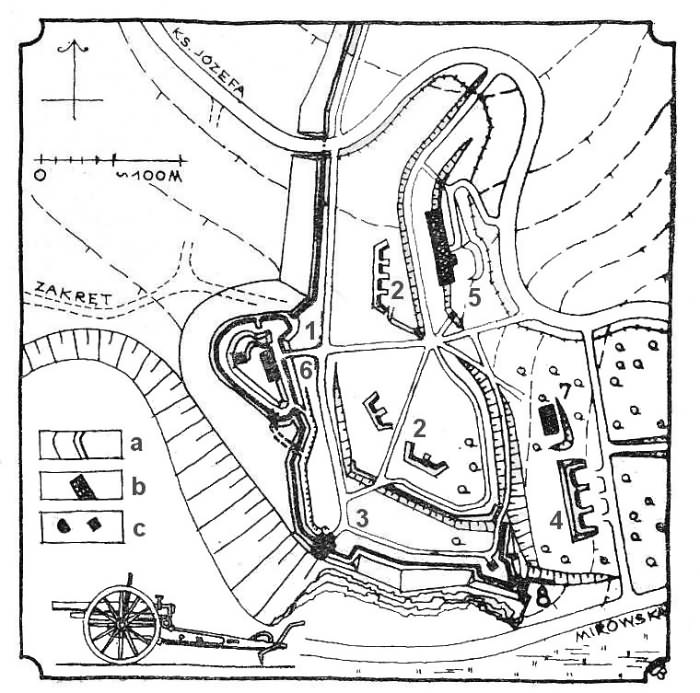 Plan grupy warownej Krępak na Bielanach ok. 1910 r